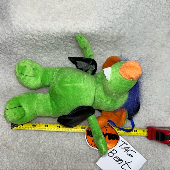 Kellytoy rat w/leather vest vintage halloween green purple orange paper tag 7" - Picture 13 of 13